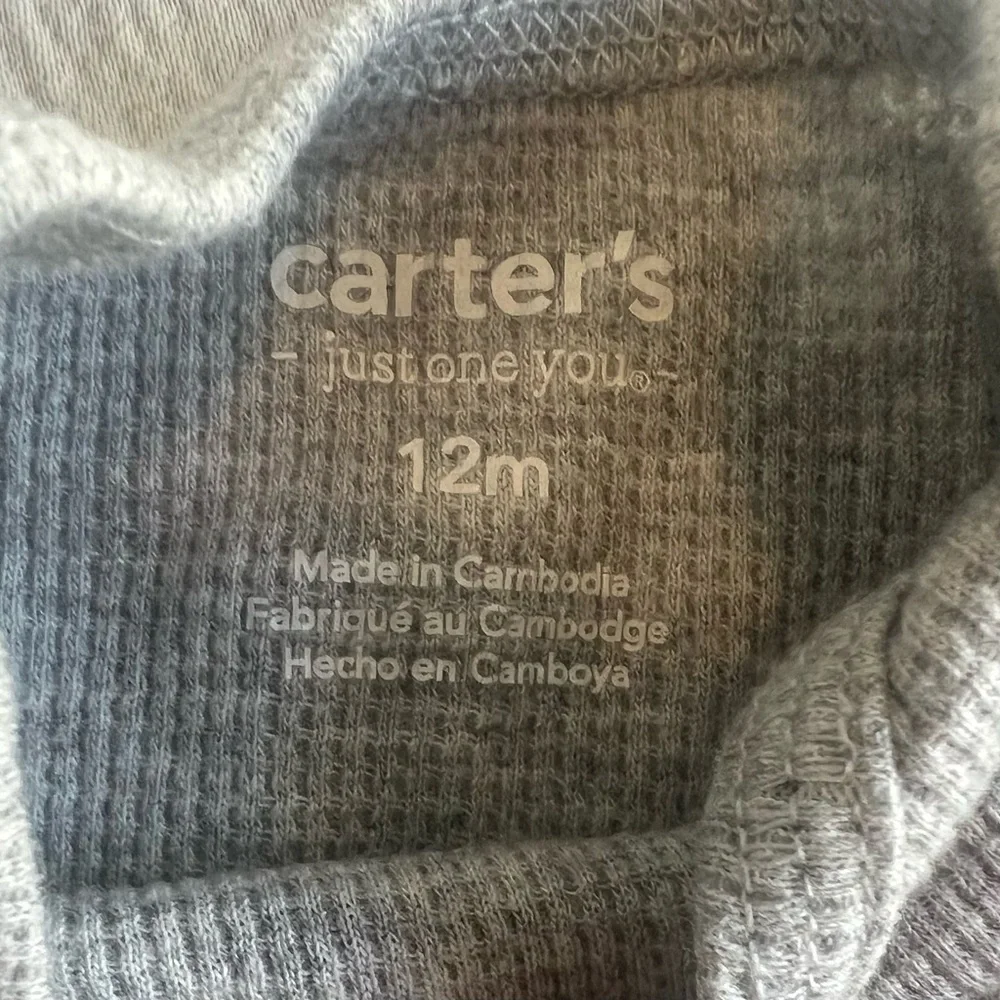 2ct Long Sleeve Baby Bodysuits 12 Months Gray Carters (0506)